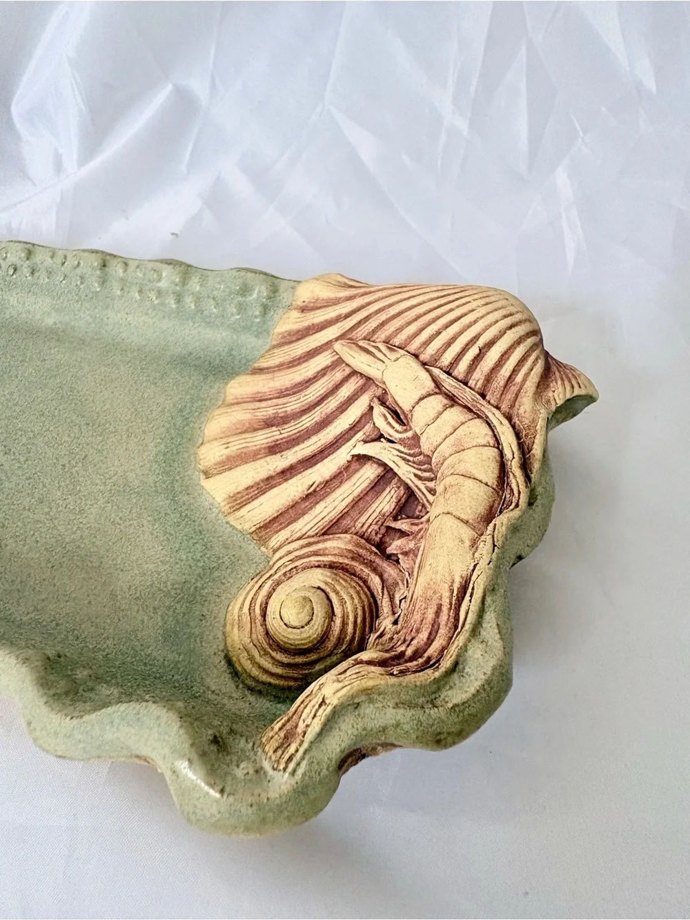 Sea Life Ceramic Serving Tray in Seafoam Green